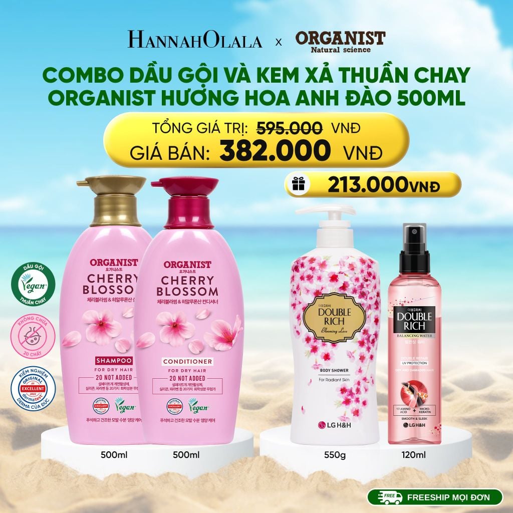  DEAL 16: COMBO DẦU GỘI VÀ KEM XẢ THUẦN CHAY ORGANIST 500ML 