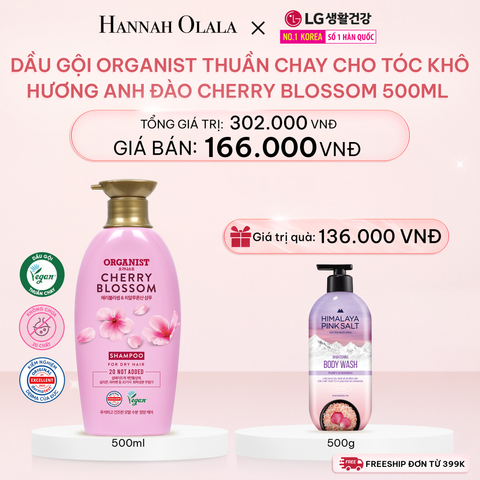  E417_DEAL 10: DẦU GỘI DƯỠNG TÓC ORGANIST THUẦN CHAY CHO TÓC KHÔ HƯƠNG HOA ANH ĐÀO CHERRY BLOSSOM 550ML 