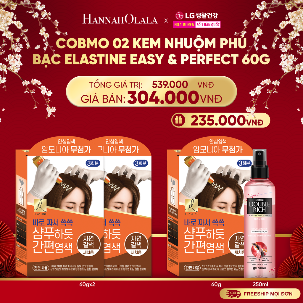  A1385_DEAL 40: COBMO 02 KEM NHUỘM PHỦ BẠC ELASTINE EASY & PERFECT 60G 