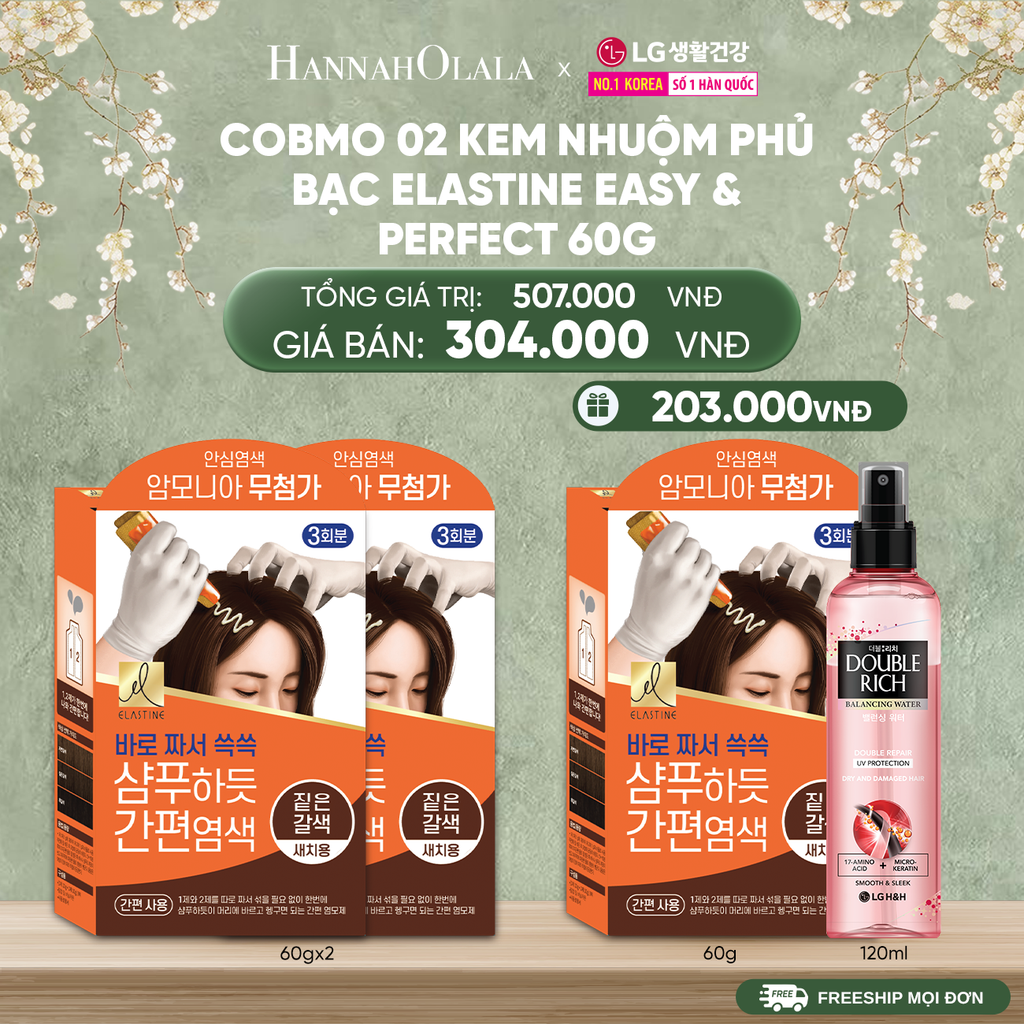  DEAL 40:COBMO 02 KEM NHUỘM PHỦ BẠC ELASTINE EASY & PERFECT 60G 