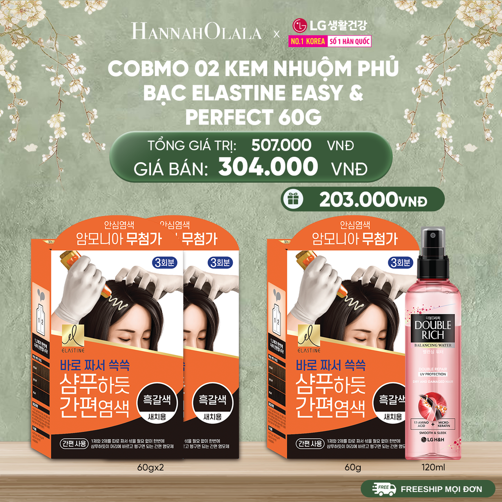  DEAL 40:COBMO 02 KEM NHUỘM PHỦ BẠC ELASTINE EASY & PERFECT 60G 