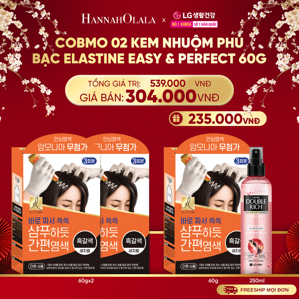  A1385_DEAL 40: COBMO 02 KEM NHUỘM PHỦ BẠC ELASTINE EASY & PERFECT 60G 