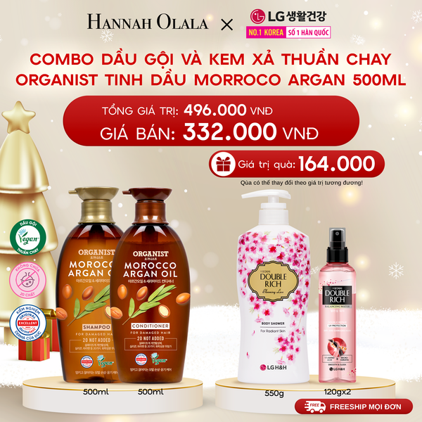  A726_DEAL 17: COMBO DẦU GỘI VÀ KEM XẢ THUẦN CHAY ORGANIST TINH DẦU MORROCO ARGAN 500ML 