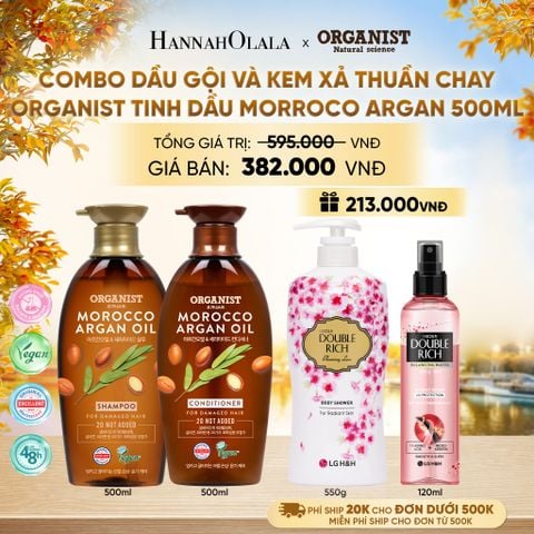  COMBO DẦU GỘI VÀ KEM XẢ THUẦN CHAY ORGANIST TINH DẦU MORROCO ARGAN 500ML - E1188 