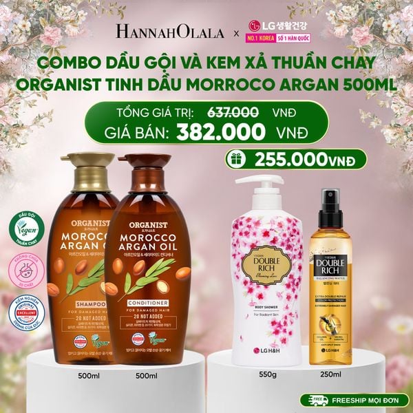  DEAL 30: COMBO DẦU GỘI VÀ KEM XẢ THUẦN CHAY ORGANIST TINH DẦU MORROCO ARGAN 500ML 