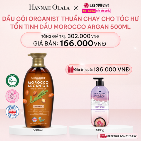  DEAL 09: DẦU GỘI DƯỠNG TÓC ORGANIST THUẦN CHAY CHO TÓC HƯ TỔN TINH DẦU MOROCCO ARGAN 500ML 