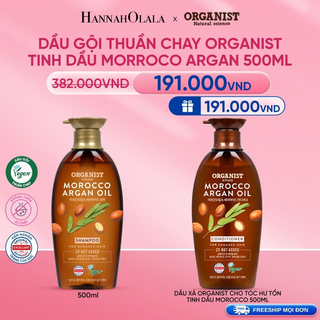  DEAL 12: DẦU GỘI THUẦN CHAY ORGANIST TINH DẦU MORROCO ARGAN 500ML 