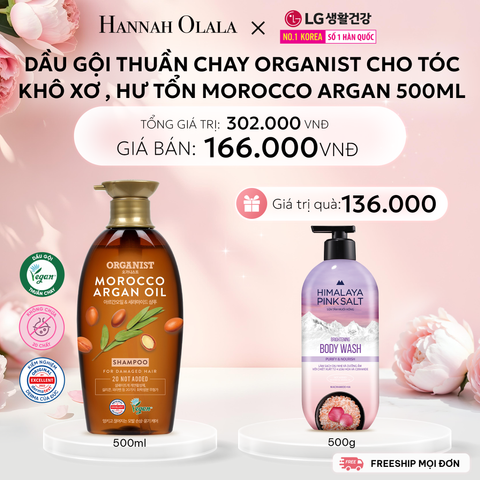  E1067: DEAL 09: DẦU GỘI DƯỠNG TÓC ORGANIST THUẦN CHAY CHO TÓC HƯ TỔN TINH DẦU MOROCCO ARGAN 500ML 