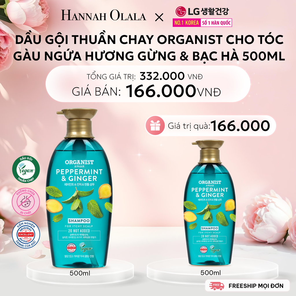  E1033: DEAL 11: DẦU GỘI THUẦN CHAY ORGANIST GỪNG & BẠC HÀ 550ML 