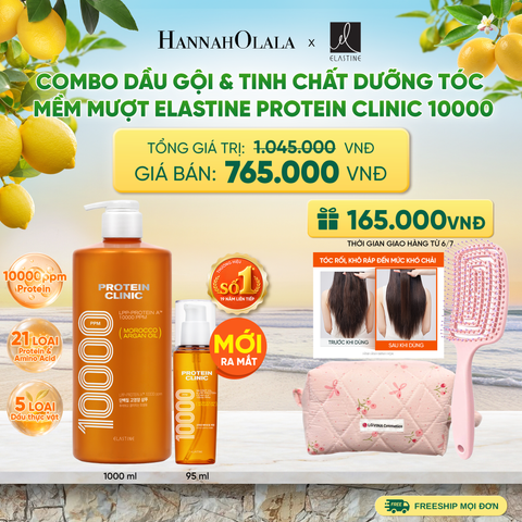  [MỚI RA MẮT] COMBO DẦU GỘI & TINH CHẤT SERUM DƯỠNG TÓC MỀM MƯỢT ELASTINE PROTEIN CLINIC 10000 - A718 