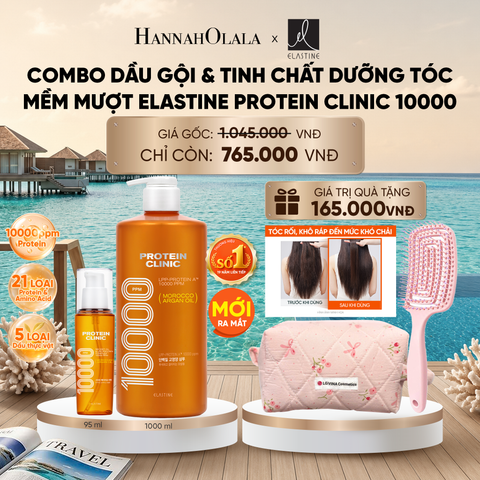  [MỚI RA MẮT - GIAO SAU 28/6] COMBO DẦU GỘI & TINH CHẤT SERUM DƯỠNG TÓC MỀM MƯỢT ELASTINE PROTEIN CLINIC 10000 