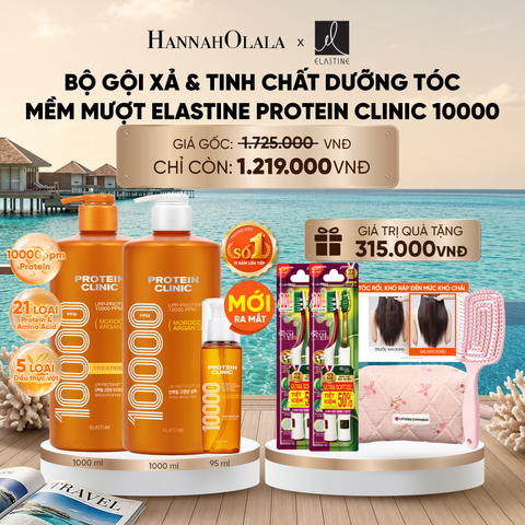  [MỚI RA MẮT - GIAO SAU 28/6] BỘ GỘI XẢ & TINH CHẤT SERUM DƯỠNG TÓC MỀM MƯỢT ELASTINE PROTEIN CLINIC 10000 