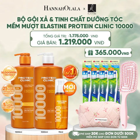  [MỚI RA MẮT] BỘ GỘI XẢ & TINH CHẤT SERUM DƯỠNG TÓC MỀM MƯỢT ELASTINE PROTEIN CLINIC 10000 - A379 
