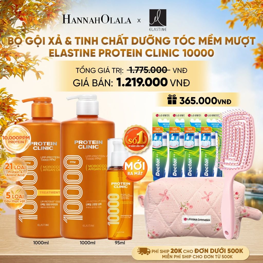  [MỚI RA MẮT] BỘ GỘI XẢ & TINH CHẤT SERUM DƯỠNG TÓC MỀM MƯỢT ELASTINE PROTEIN CLINIC 10000 - E1203 