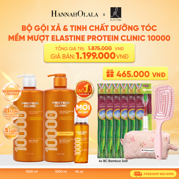  [MỚI RA MẮT] BỘ GỘI XẢ & TINH CHẤT SERUM DƯỠNG TÓC MỀM MƯỢT ELASTINE PROTEIN CLINIC 10000 