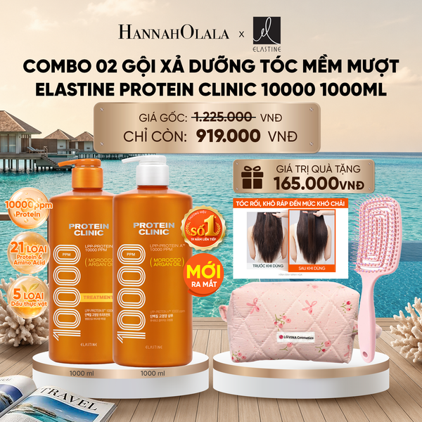  [MỚI RA MẮT - GIAO SAU 28/6] COMBO GỘI XẢ DƯỠNG TÓC MỀM MƯỢT ELASTINE PROTEIN CLINIC 10000 1000ML 