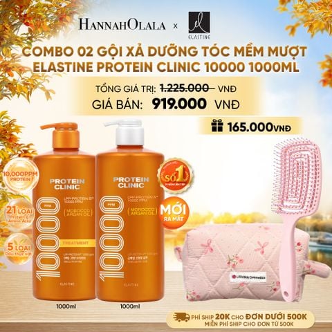  [MỚI RA MẮT] COMBO GỘI XẢ DƯỠNG TÓC MỀM MƯỢT ELASTINE PROTEIN CLINIC 10000 1000ML - E1198 