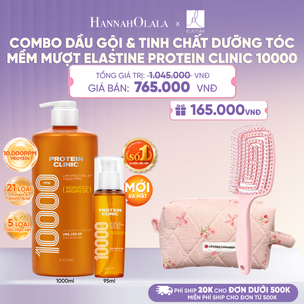  [MỚI RA MẮT] COMBO DẦU GỘI & TINH CHẤT SERUM DƯỠNG TÓC MỀM MƯỢT ELASTINE PROTEIN CLINIC 10000
 - L113 