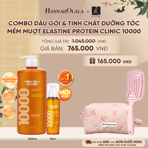  [MỚI RA MẮT] COMBO DẦU GỘI & TINH CHẤT SERUM DƯỠNG TÓC MỀM MƯỢT ELASTINE PROTEIN CLINIC 10000 - A2320 