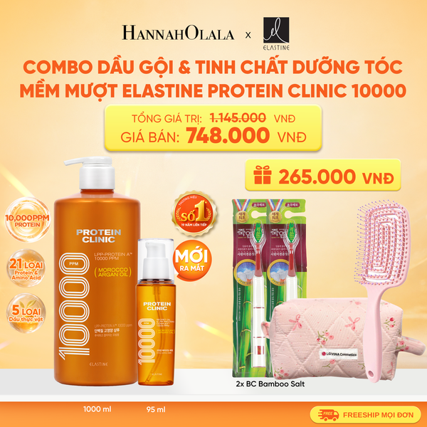  [MỚI RA MẮT] COMBO DẦU GỘI & TINH CHẤT SERUM DƯỠNG TÓC MỀM MƯỢT ELASTINE PROTEIN CLINIC 10000 