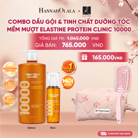  [MỚI RA MẮT] COMBO DẦU GỘI & TINH CHẤT SERUM DƯỠNG TÓC MỀM MƯỢT ELASTINE PROTEIN CLINIC 10000 