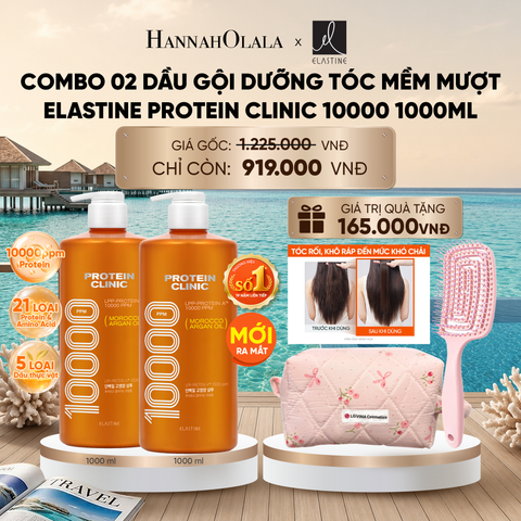  [MỚI RA MẮT - GIAO SAU 28/6] COMBO 02 DẦU GỘI DƯỠNG TÓC MỀM MƯỢT ELASTINE PROTEIN CLINIC 10000 1000ML 