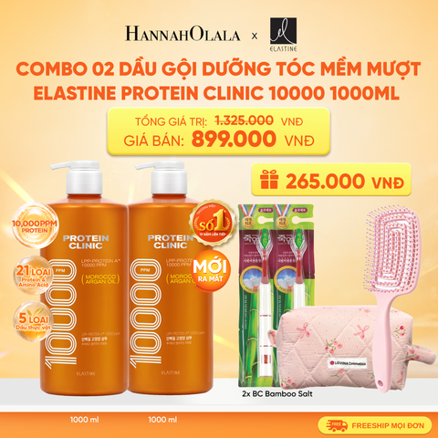  [MỚI RA MẮT] COMBO 02 DẦU GỘI DƯỠNG TÓC MỀM MƯỢT ELASTINE PROTEIN CLINIC 10000 1000ML 