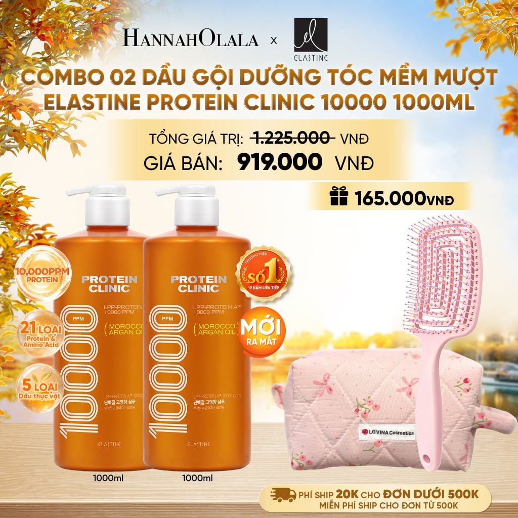  [MỚI RA MẮT] COMBO 02 DẦU GỘI DƯỠNG TÓC MỀM MƯỢT ELASTINE PROTEIN CLINIC 10000 1000ML - E1199 