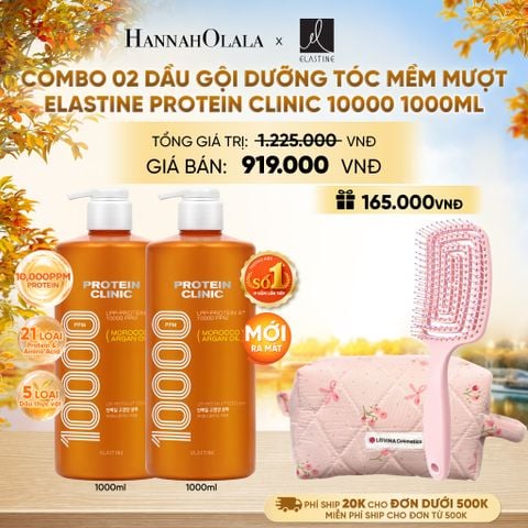  [MỚI RA MẮT] COMBO 02 DẦU GỘI DƯỠNG TÓC MỀM MƯỢT ELASTINE PROTEIN CLINIC 10000 1000ML - E1199 