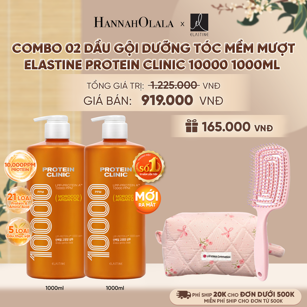  [MỚI RA MẮT] COMBO 02 DẦU GỘI DƯỠNG TÓC MỀM MƯỢT ELASTINE PROTEIN CLINIC 10000 1000ML - A2318 
