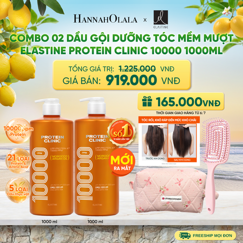  [MỚI RA MẮT] COMBO 02 DẦU GỘI DƯỠNG TÓC MỀM MƯỢT ELASTINE PROTEIN CLINIC 10000 1000ML - A716 