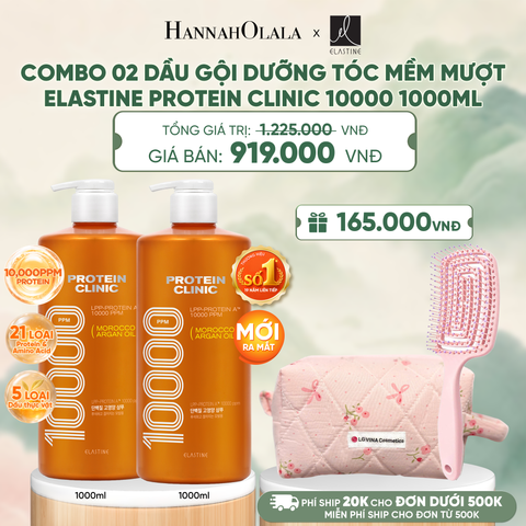 [MỚI RA MẮT] COMBO 02 DẦU GỘI DƯỠNG TÓC MỀM MƯỢT ELASTINE PROTEIN CLINIC 10000 1000ML - A375 