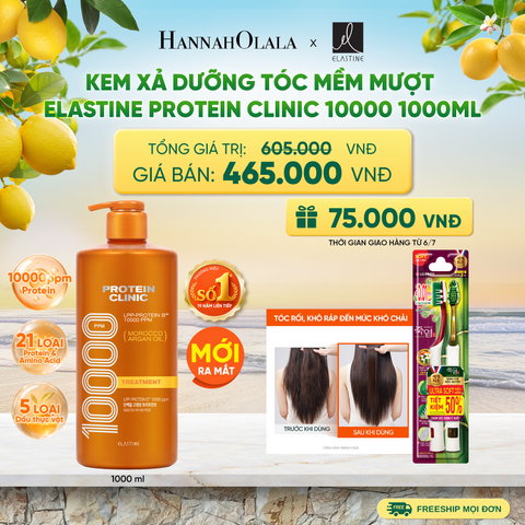  [MỚI RA MẮT] KEM XẢ DƯỠNG TÓC MỀM MƯỢT ELASTINE PROTEIN CLINIC TREATMENT 10000 1000ML - A713 
