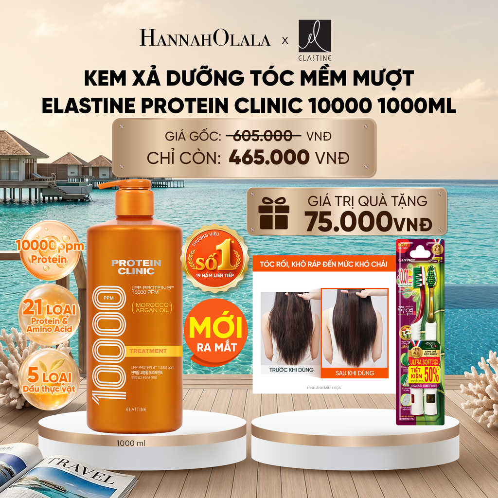  [MỚI RA MẮT - GIAO SAU 28/6] KEM XẢ DƯỠNG TÓC MỀM MƯỢT ELASTINE PROTEIN CLINIC TREATMENT 10000 1000ML 