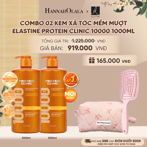  [MỚI RA MẮT] COMBO 02 KEM XẢ DƯỠNG TÓC MỀM MƯỢT ELASTINE PROTEIN CLINIC TREATMENT 10000 1000ML - A2319 