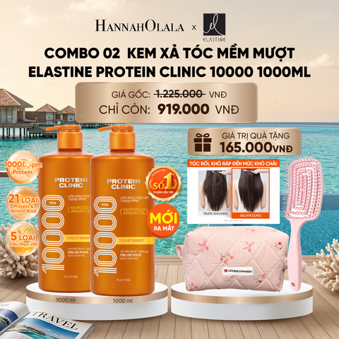  [MỚI RA MẮT - GIAO SAU 28/6] COMBO 02 KEM XẢ DƯỠNG TÓC MỀM MƯỢT ELASTINE PROTEIN CLINIC TREATMENT 10000 1000ML 