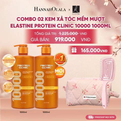  [MỚI RA MẮT] COMBO 02 KEM XẢ DƯỠNG TÓC MỀM MƯỢT ELASTINE PROTEIN CLINIC TREATMENT 10000 1000ML 