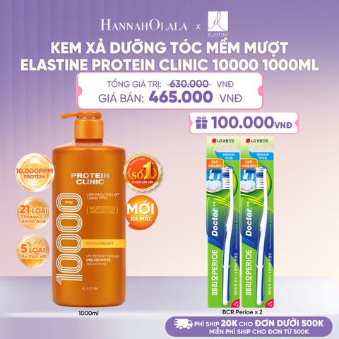  [MỚI RA MẮT] KEM XẢ DƯỠNG TÓC MỀM MƯỢT ELASTINE PROTEIN CLINIC TREATMENT 10000 1000ML - L108 