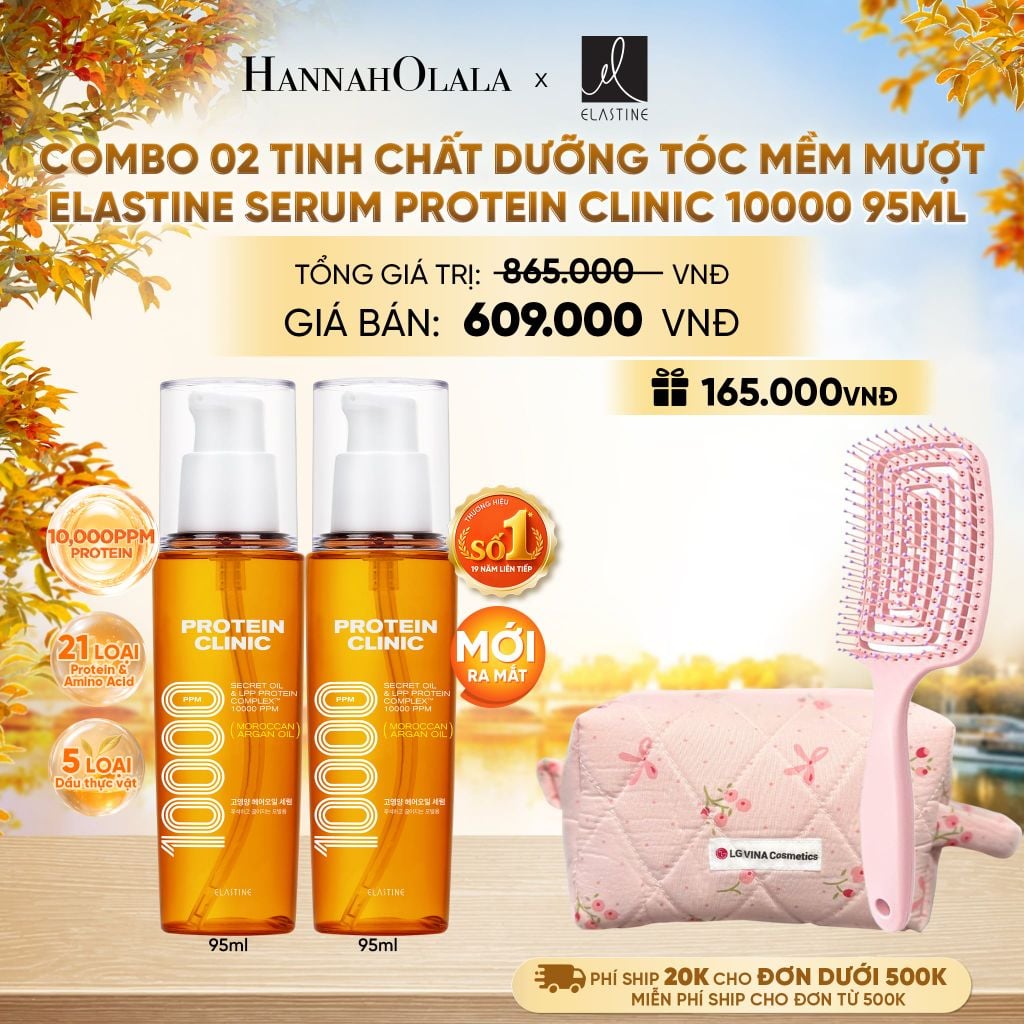  [MỚI RA MẮT] COMBO 02 TINH CHẤT DƯỠNG TÓC MÊM MƯỢT ELASTINE PROTEIN CLINIC SERUM 10000 95ML - E1202 