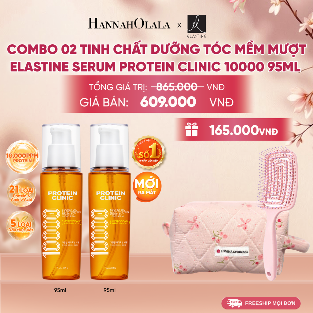  [MỚI RA MẮT] COMBO 02 TINH CHẤT DƯỠNG TÓC MÊM MƯỢT ELASTINE PROTEIN CLINIC SERUM 10000 95ML 