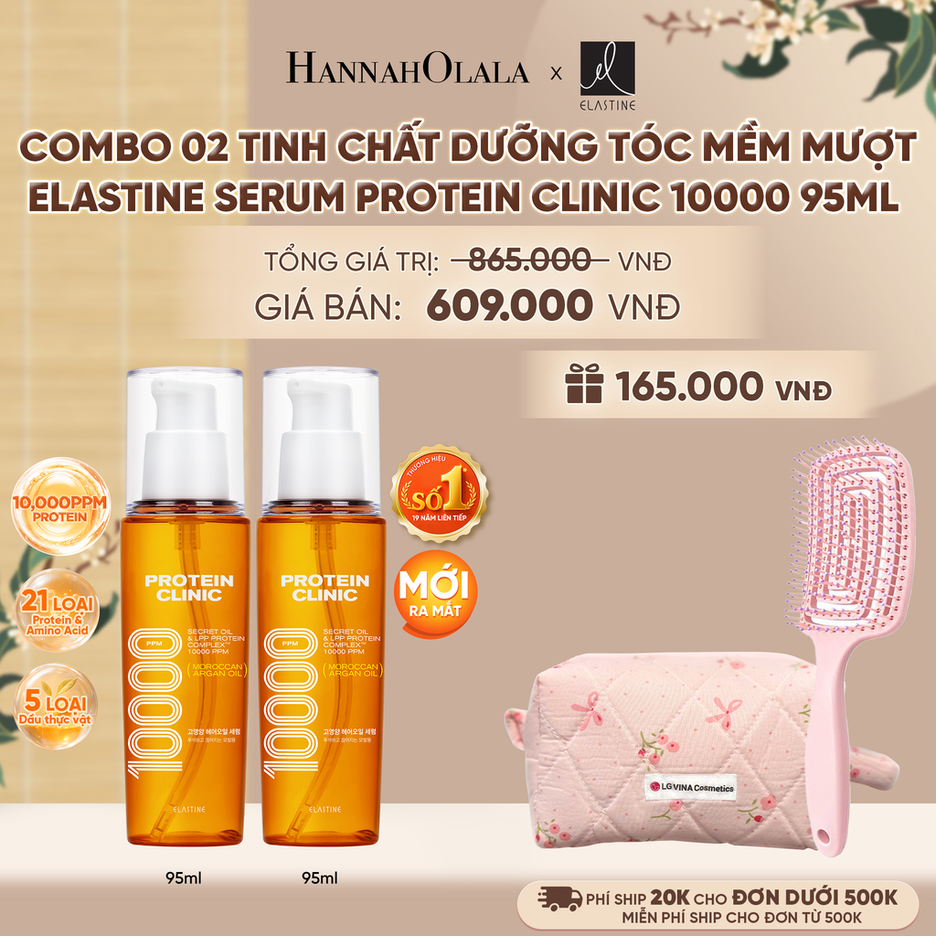  [MỚI RA MẮT] COMBO 02 TINH CHẤT DƯỠNG TÓC MÊM MƯỢT ELASTINE PROTEIN CLINIC SERUM 10000 95ML - A2321 