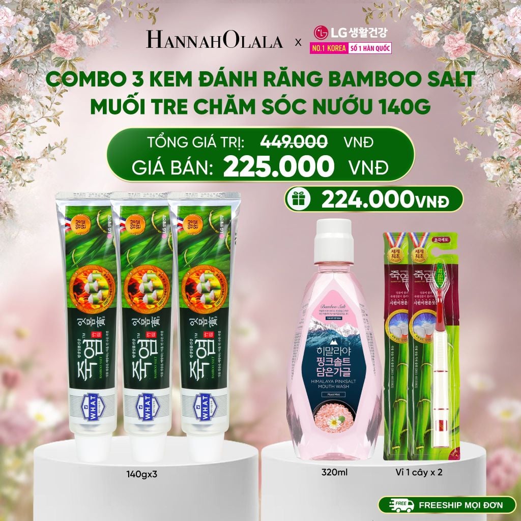  DEAL 2: COMBO 03 KEM ĐÁNH RĂNG BAMBOO SALT MUỐI TRE CHĂM SÓC NƯỚU 140G/TUÝP 