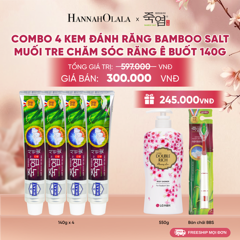  COMBO 04 KEM ĐÁNH RĂNG BAMBOO SALT MUỐI TRE CHĂM SÓC RĂNG Ê BUỐT 140G/TUÝP 