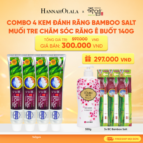  COMBO 04 KEM ĐÁNH RĂNG BAMBOO SALT MUỐI TRE CHĂM SÓC RĂNG Ê BUỐT 140G/TUÝP 
