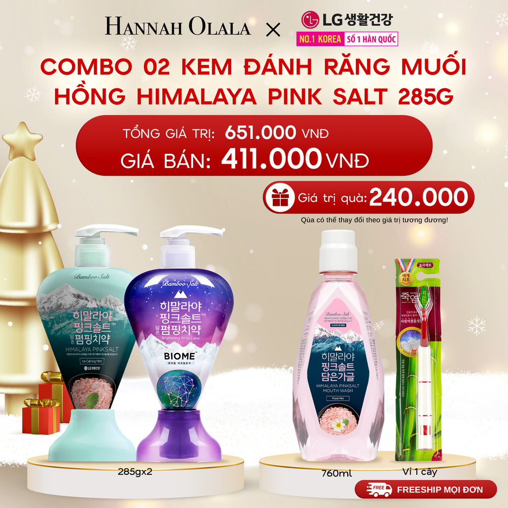  DEAL 12: COMBO 02 KEM ĐÁNH RĂNG MUỐI HỒNG DẠNG VÒI HIMALAY PINK SALT 285G 