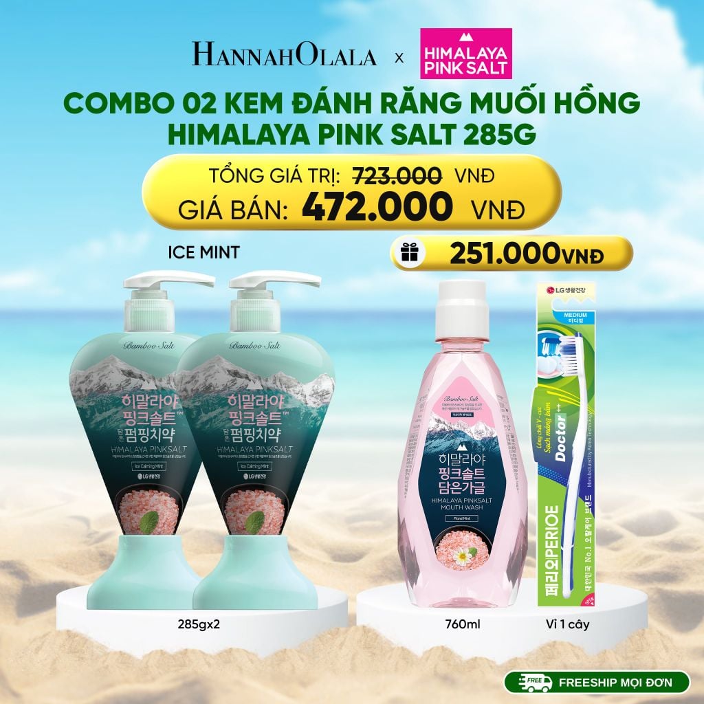  DEAL 15: COMBO 02 KEM ĐÁNH RĂNG MUỐI HỒNG HIMALAY PINK SALT 285G 