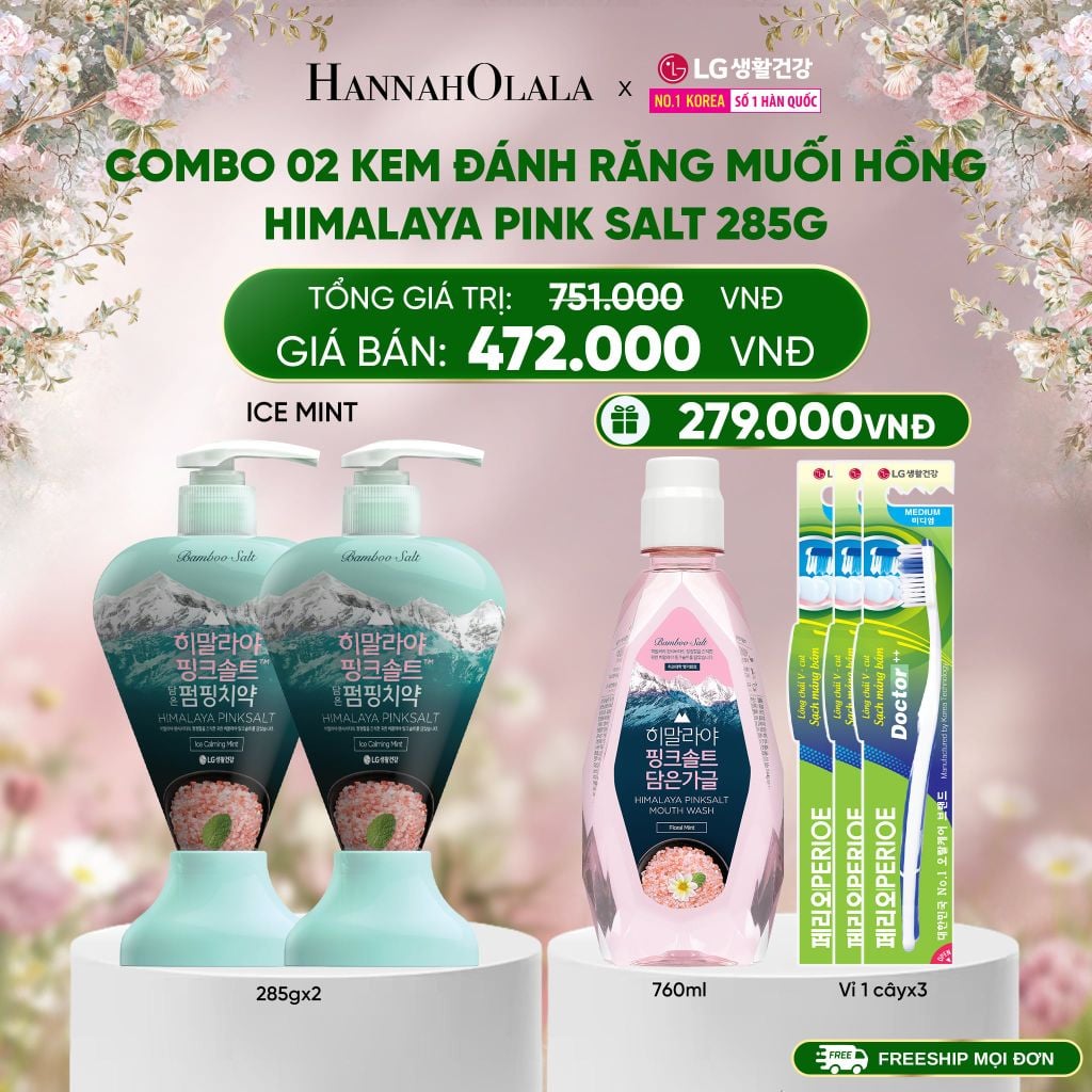  DEAL 23: COMBO 02 KEM ĐÁNH RĂNG ICEMINT HIMALAY PINK SALT 285G 