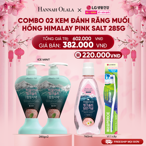  A828_DEAL 33: COMBO 02 KEM ĐÁNH RĂNG DẠNG VÒI HIMALAYA PINK SALT 285G 