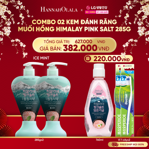  A1379_DEAL 33: COMBO 02 KEM ĐÁNH RĂNG ICEMINT HIMALAY PINK SALT 285G 