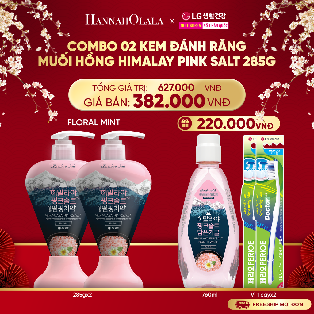  A1380_DEAL 34: COMBO 02 KEM ĐÁNH RĂNG FLORALMINT HIMALAY PINK SALT 285G 